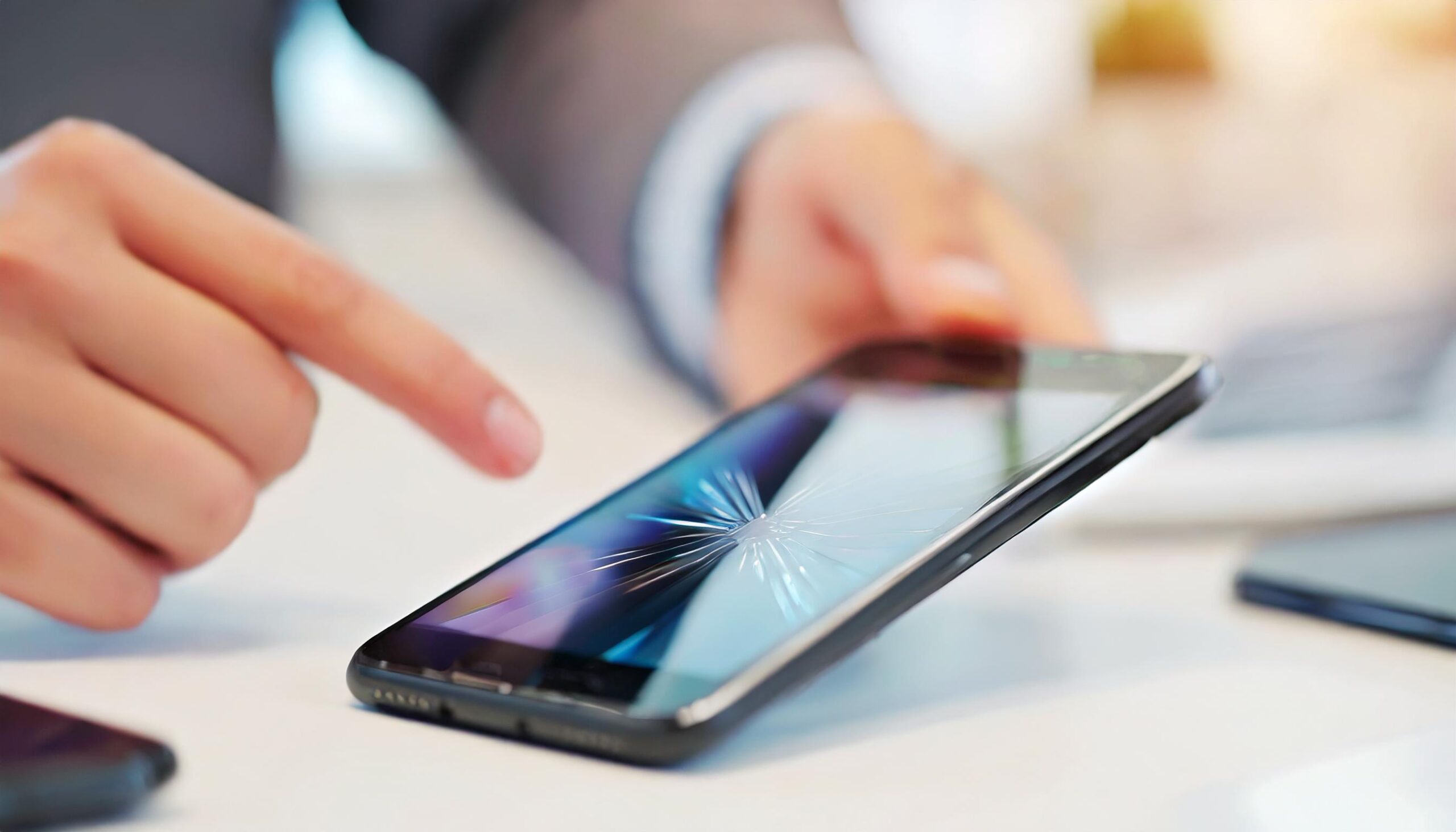 Professioneller Geräteschutz – beschädigtes Smartphone-Display